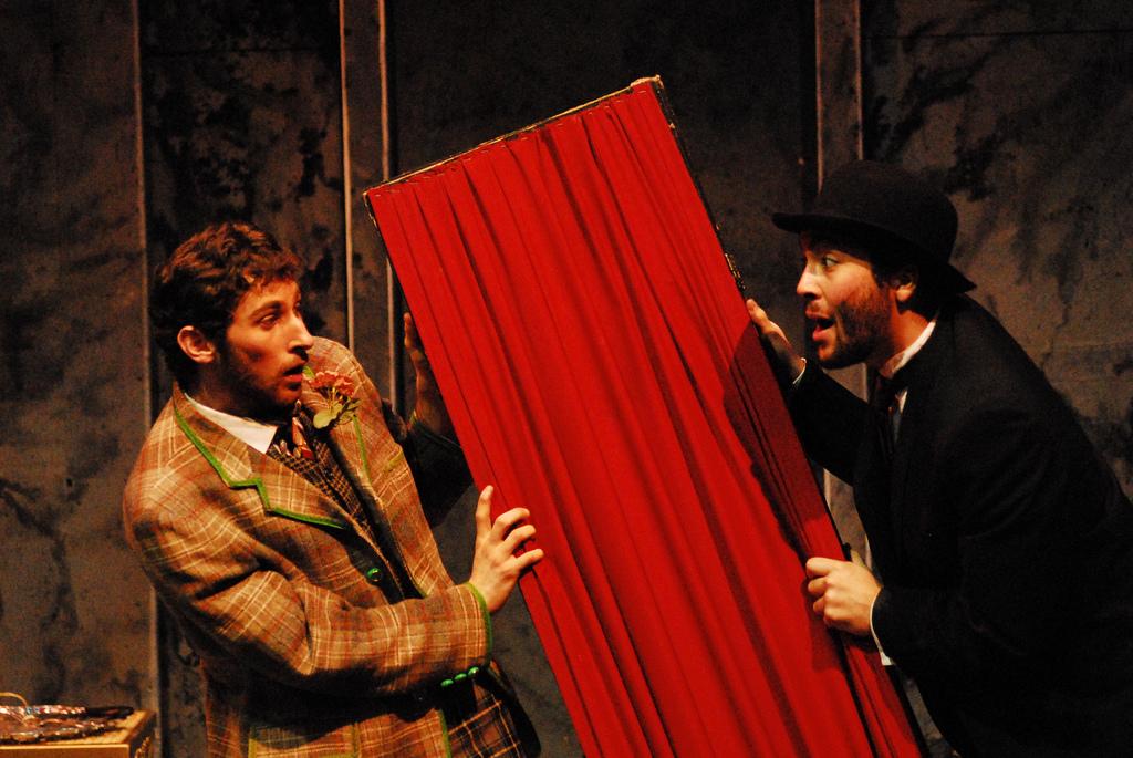 Weinberl, played by Jared Heifetz argues with Melchoir played by Phil Correa in On The Razzle.  (The Inquirer 2010)